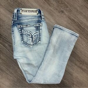 Rock Revival 27 Nancy Crop Light Wash Jeans Grunge Low Rise
